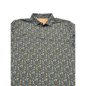 Southern Tide Mens XXL Blue Gin Bottle Cocktail Print Performance Polo Shirt